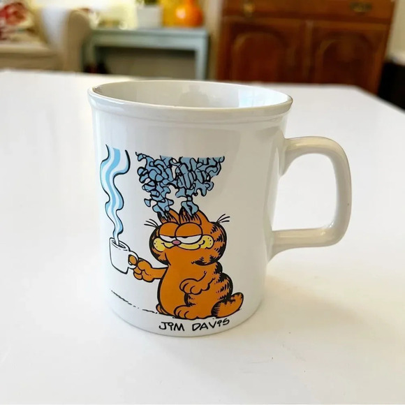 Garfield I Like My Coffee Hot Ceramic Mug‎ Vintage Enesco Jim Davis Cartoon Cat - Picture 3 of 8